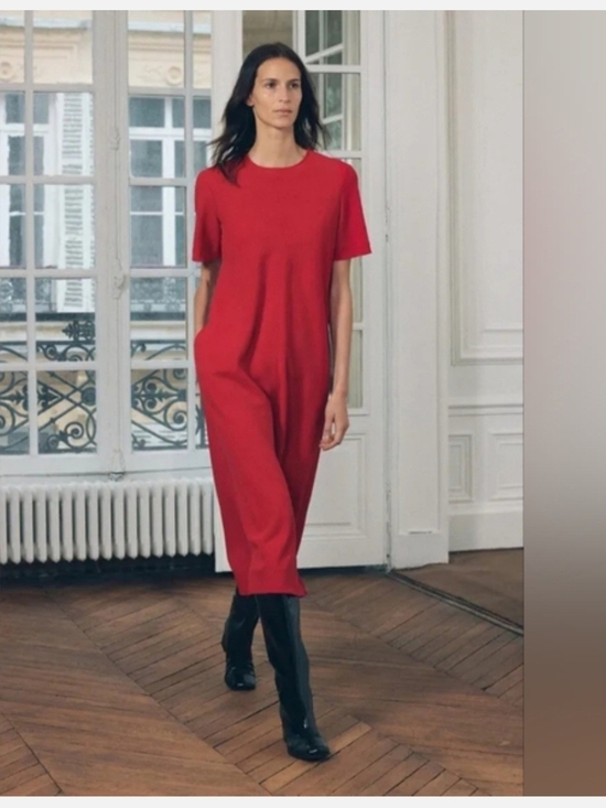 Zara Dresses & Skirts - Zara Red Short-Sleeve Midi Dress